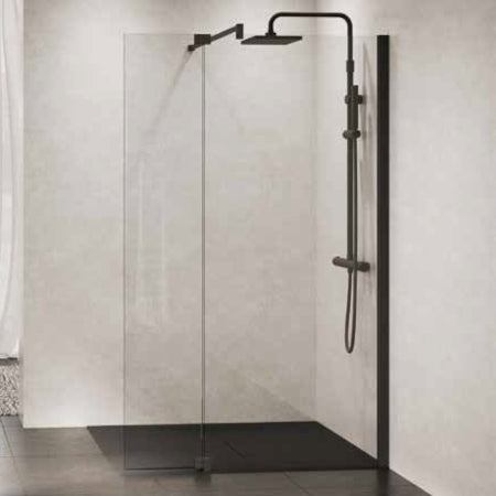Novellini Kuadra H Fixed Shower Wet Room Panel Brushed Inox 60-160cm