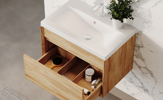 100% WaterProof VRB Haven Honeywood PVC 500mm Rigid Wall Hung Vanity Unit WG500WH_HW