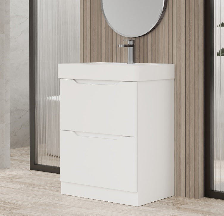 100% WaterProof VRB Nexus Gloss White 500/600/700/800mm Rigid PVC Floor Standing Vanity Unit