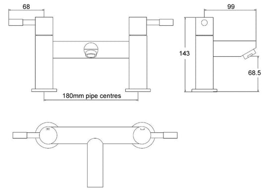 Minimalist Chrome Bath Filler Mixer Tap (Lola 5)