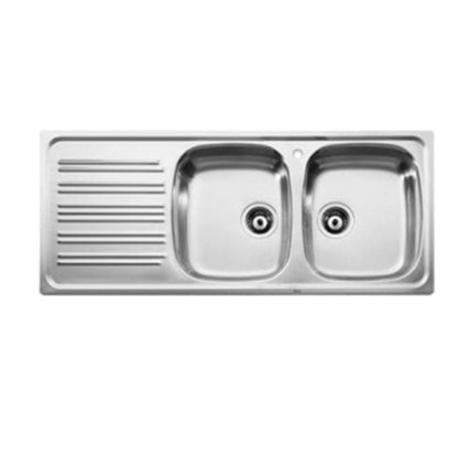E-190 Commercial Two Bowl Single Drainer Kitchen Sink 1350X490MM (SP0097) STANDARD WALL BENCH PROFILE