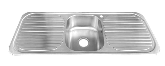 1180 x 480mm Inset Double Drainer Kitchen Sink (Brushed) & Mixer Tap (KST129)