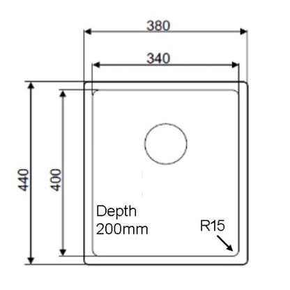 380 x 440 mm Undermount/inset Kitchen Sink, Handmade, Satin Stainless Steel Kitchen Sink (TJM0036)