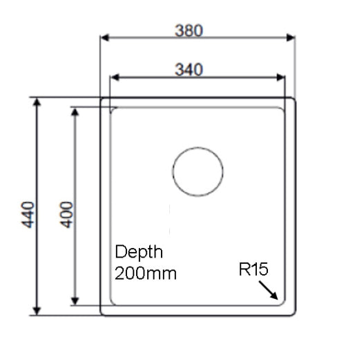 380 x 440 mm Undermount/inset Kitchen Sink, Handmade, Satin Stainless Steel Kitchen Sink (TJM0036)