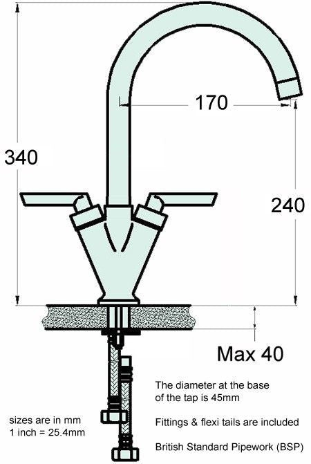 BULK SALE X 60 Brushed Swan Neck Kitchen Mixer Tap (8026 Olympus - Brushed)