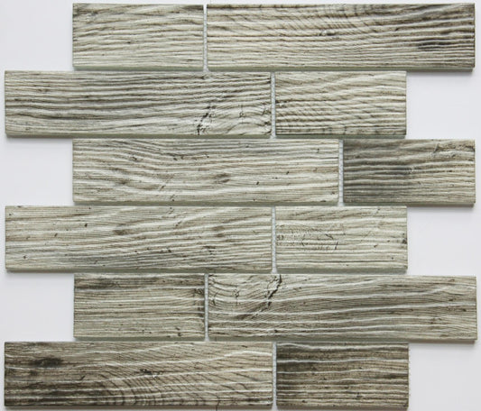 Light Brown Wood Effect Glazed Glass Mosaic Tiles (MT0188)
