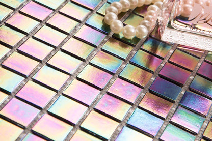 Mosaic Tiles  Purple Iridescent Vitreous Glass sheet (MT0141)
