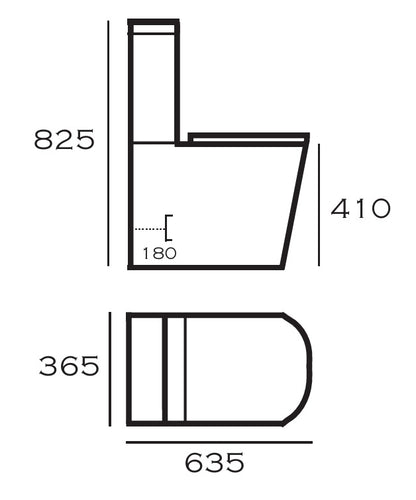 VRB California Close Coupled Round Closed Back Rimless Toilet