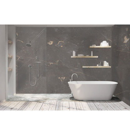 Ferro Graphite Shower Panel on 9mm 100% Waterproof Solid Composite core 2400x1185