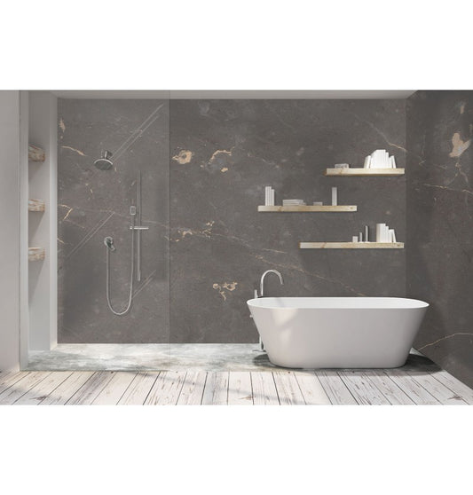 Ferro Graphite Shower Panel on 9mm 100% Waterproof Solid Composite core 2400x1185