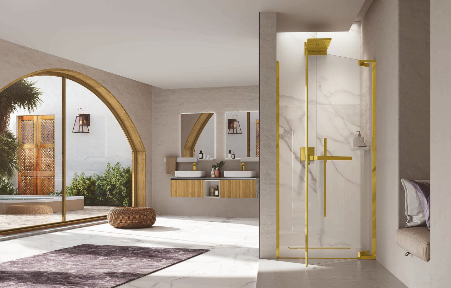 Novellini N180 1B, Hinged shower door Chrome/B Gold/B Bronze/B Inox