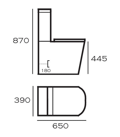 VRB California Close Coupled Round Closed Back Rimless Toilet