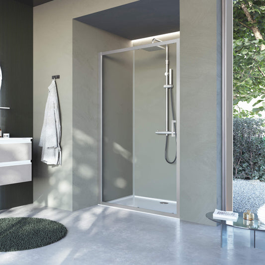 Novellini CLICK 2P, 6mm SHOWER DOOR, 1 SLIDING DOOR + 1 FIXED PANEL