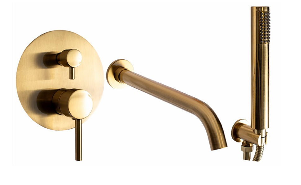 VRB Stream Concealed Bath tap and Shower Set, Brushed Gold 0022