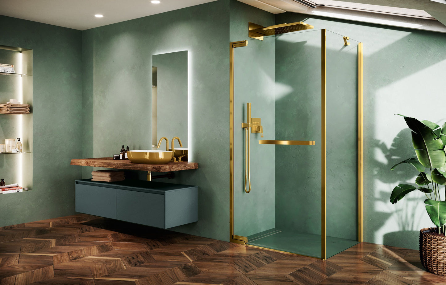 Novellini N180 G+F, Hinged door + 1 Side Panel  Chrome/B Gold/B Bronze/B Inox