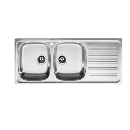ROCA J-801 stainless steel DOUBLE BOWL LEFT sink with drainer 1200 X 490 (SP0110)