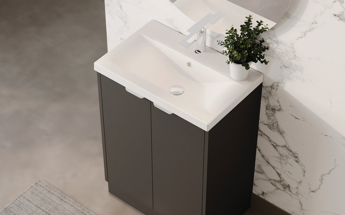 100% WaterProof VRB Eterna Matte Grey PVC 500mm Rigid Floor Standing Vanity Unit SP500FS_GREY