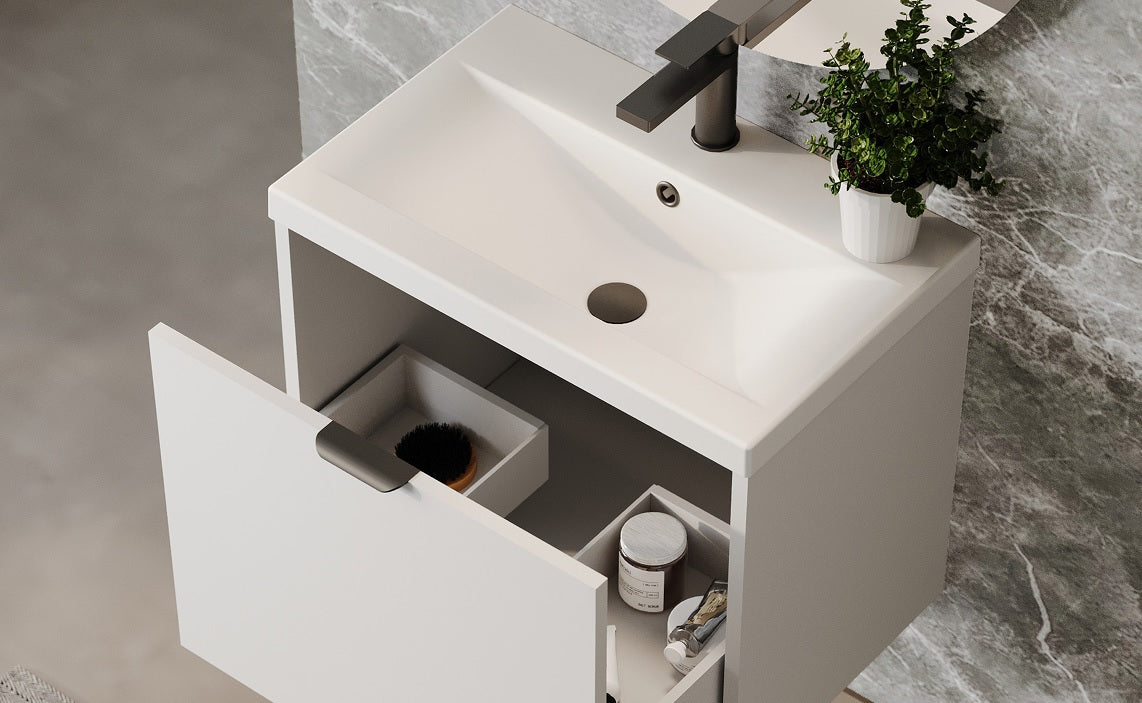 100% WaterProof VRB Eterna Gloss White PVC 500mm Rigid Wall Hung Vanity Unit SP500WH_WHITE