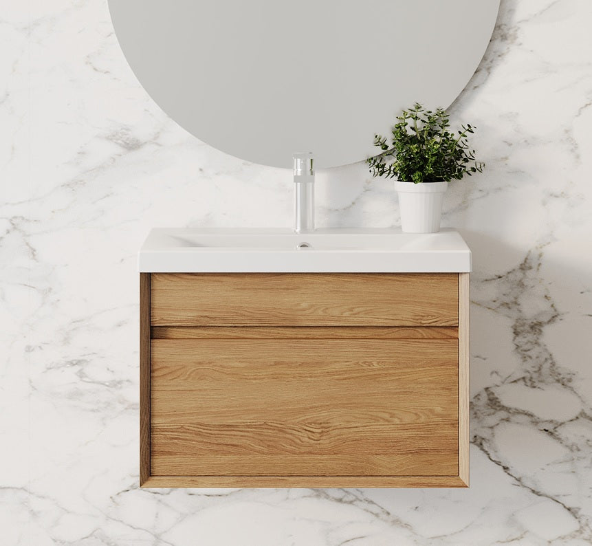 100% WaterProof VRB Haven Honeywood PVC 600mm Rigid Wall Hung Vanity Unit WG600WH_HW