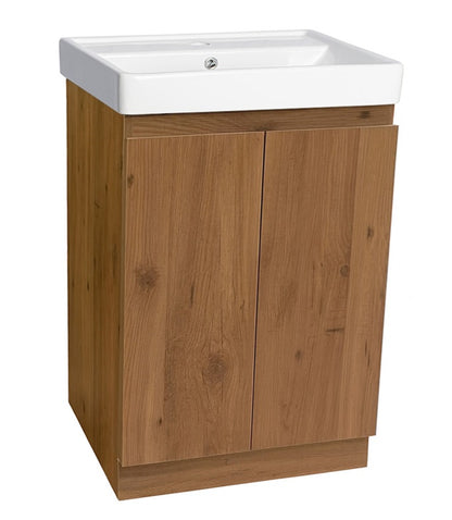 100% WaterProof VRB Haven Honeywood PVC 600mm Rigid Floor Standing Vanity Unit WG600FS_HW