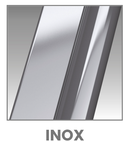 Novellini Kuadra 2.0 2PH, 1 Sliding Shower door + 1 Fixed Panel Brushed Inox