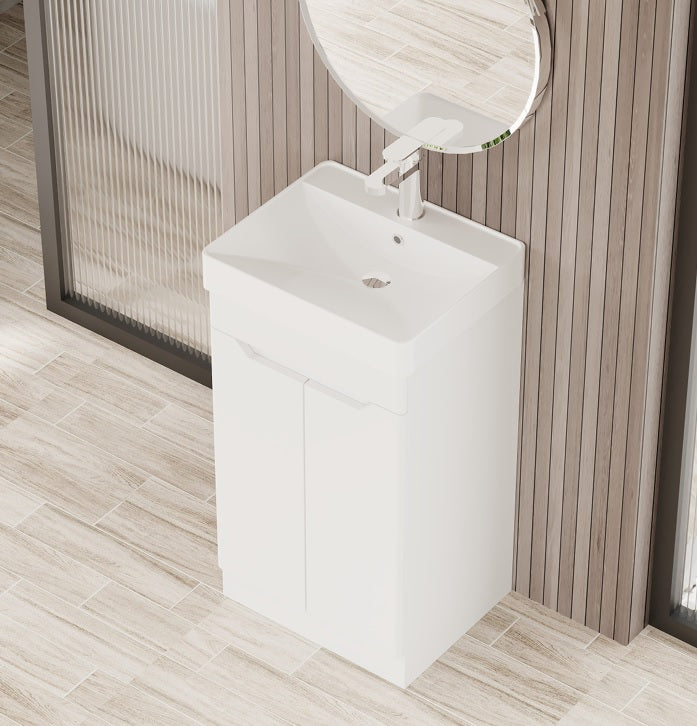 100% WaterProof VRB Lustra Gloss White 500/600/700/800mm Rigid, PVC Floor Vanity Unit