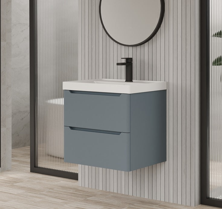 100% WaterProof VRB Nexus Dark Grey 500/600/700/800mm Rigid PVC Wall Hung Vanity Unit