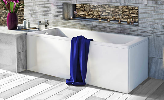 VRB Steel Bath Anti Slip 2 Tap hole 1700x700mm Bath Panels White/Light Grey/Dark Grey