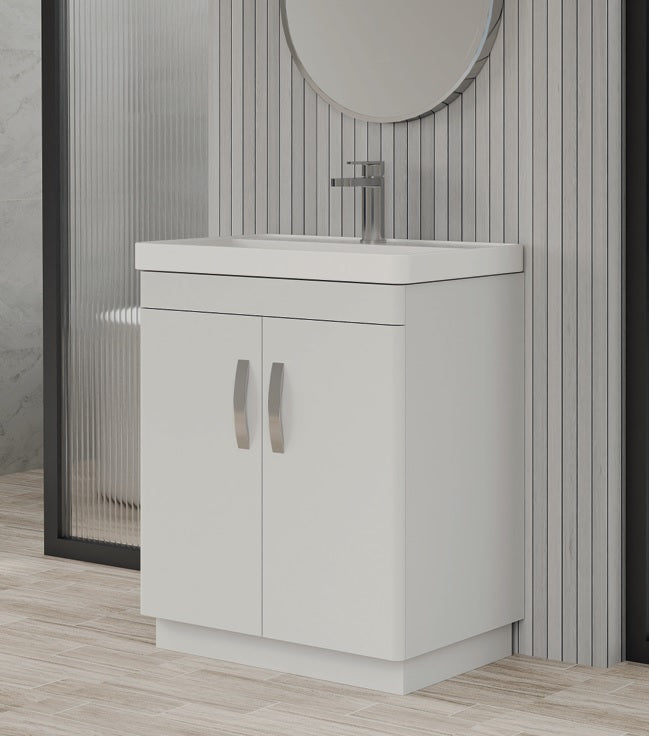 100% WaterProof VRB Vero Gloss White 500/600/700/800mm Rigid, PVC Floor Standing Vanity Unit