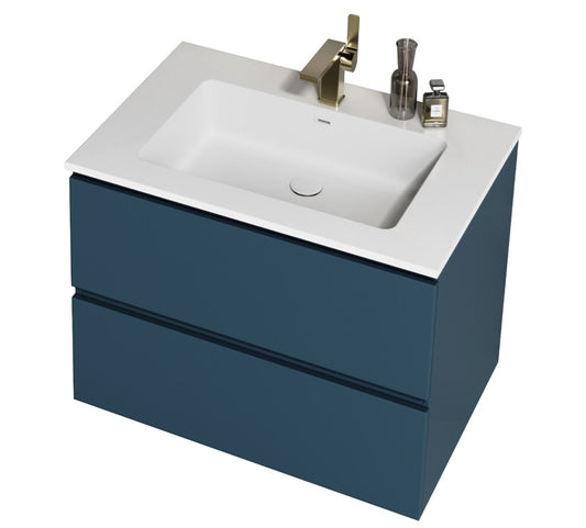 VRB Volcan Royal Blue 600mm Rigid Wall Hung Unit With Handleless Drawers MFC600_BLUE