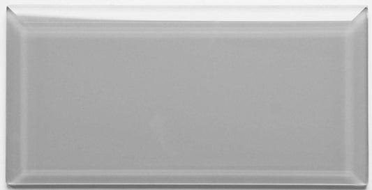 Light Grey Beveled Glass Subway Tile 100 x 200mm (MT0190)