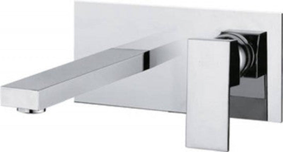 Polished Chrome Modern Wall Mounted Single Lever Basin Mixer Tap (14007)