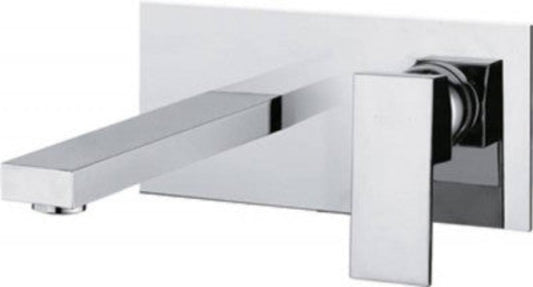 Polished Chrome Modern Wall Mounted Single Lever Basin Mixer Tap (14007)