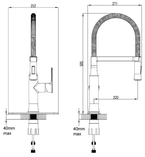 Detachable 2-Spray Settings Kitchen Sink Mixer Tap (Genoa)