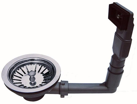 Kitchen Sink Chrome Strainer Waste & Plug & Overflow Fits 90mm Waste Hole BSP A1