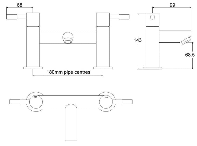 Minimalist Chrome Bath Filler Mixer Tap (Lola 5)