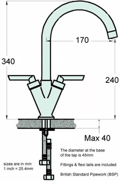 Brushed Swan Neck Kitchen Mixer Tap (8026 Olympus - Brushed)